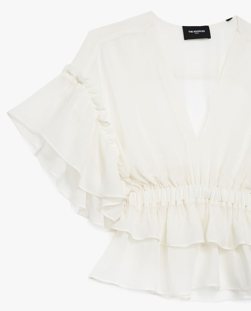 THE KOOPLES - Áo kiểu nữ cổ V phối bèo nữ tính