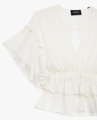 THE KOOPLES - Áo kiểu nữ cổ V phối bèo nữ tính