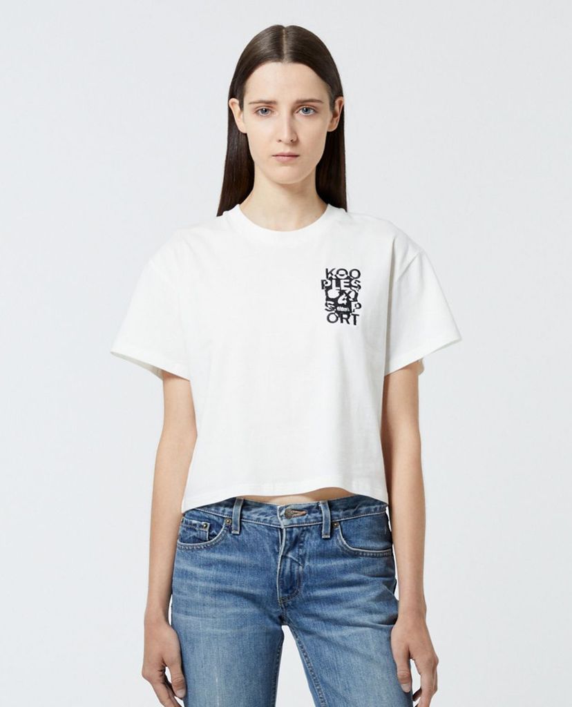 THE KOOPLES - Áo thun nữ cổ tròn ngắn tay Embroidery Logo