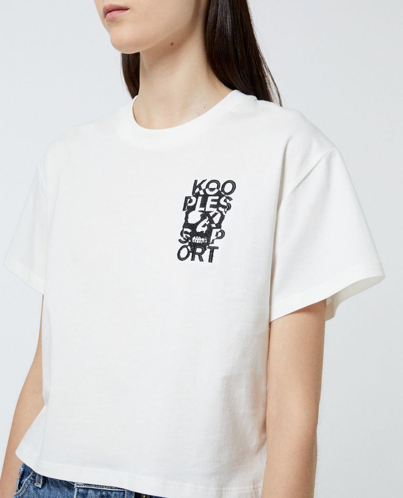 THE KOOPLES - Áo thun nữ cổ tròn ngắn tay Embroidery Logo