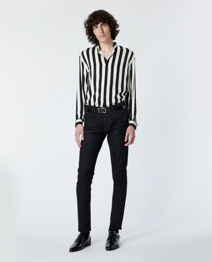 THE KOOPLES - Áo sơ mi nam tay dài kẻ sọc Ecru