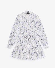 THE KOOPLES - Đầm mini cổ trụ tay dài phối họa tiết hoa thời trang
