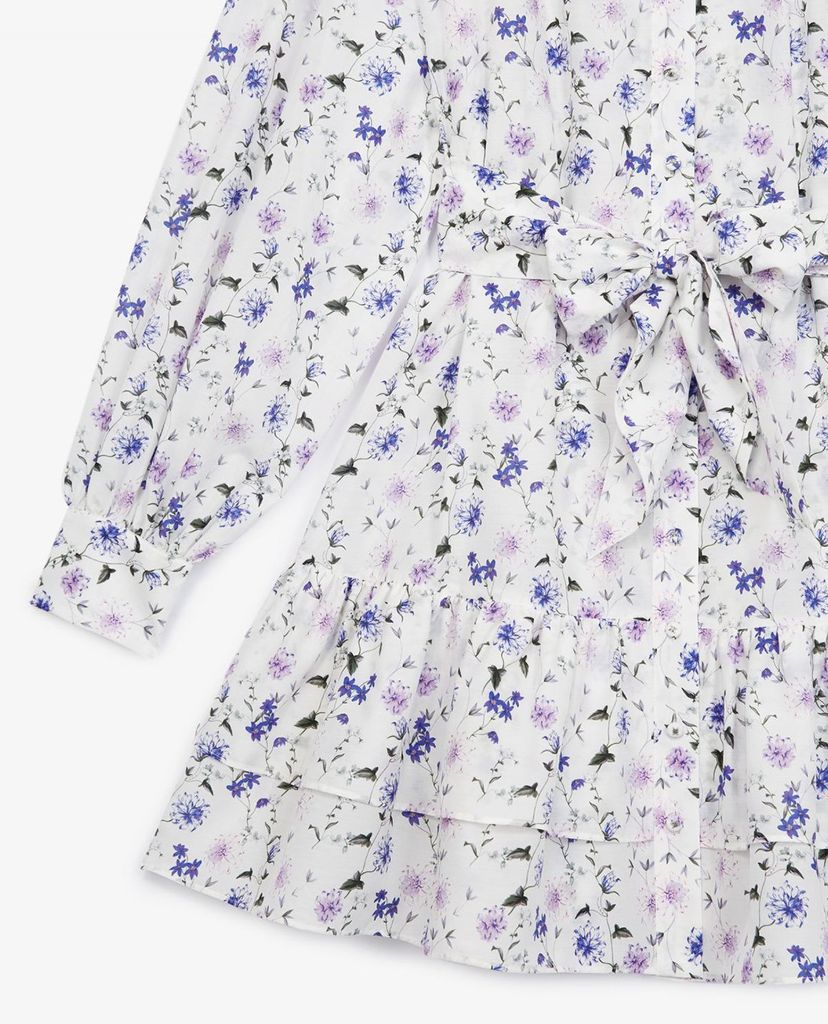 THE KOOPLES - Đầm mini cổ trụ tay dài phối họa tiết hoa thời trang