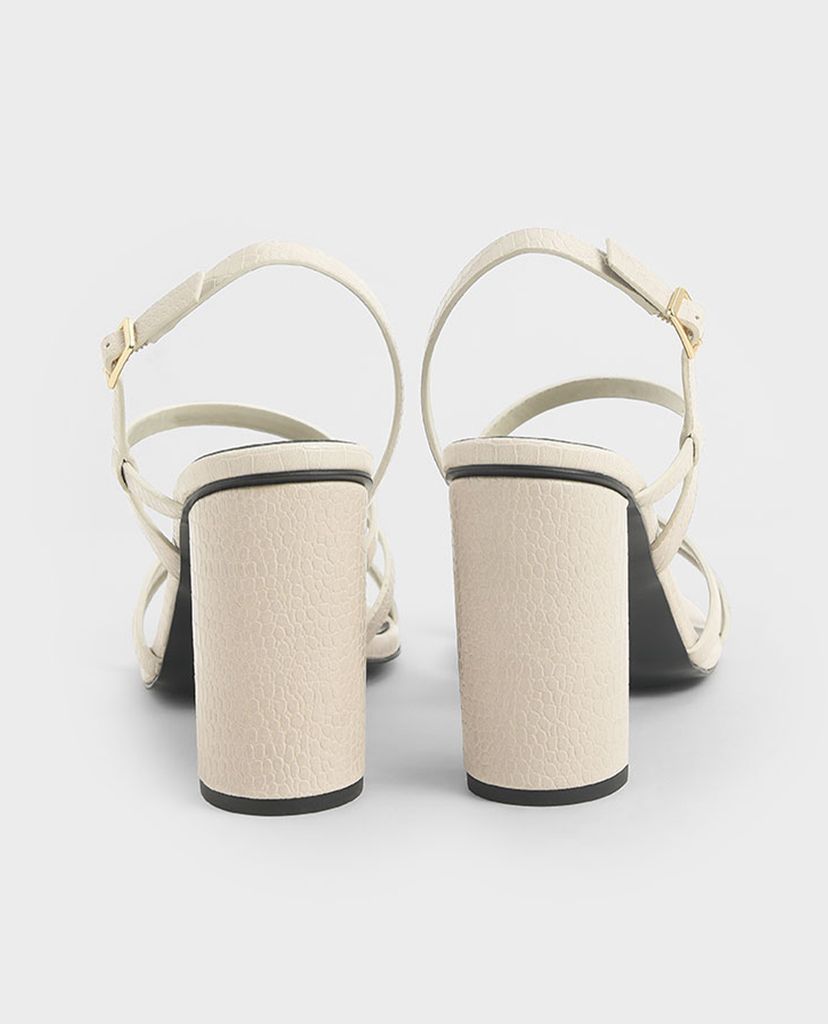CHARLES & KEITH - Giày cao gót sandal quai chéo đế vuông Slingback