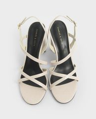 CHARLES & KEITH - Giày cao gót sandal quai chéo đế vuông Slingback
