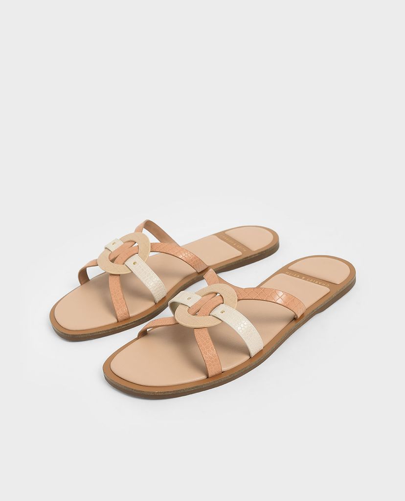 CHARLES & KEITH - Giày sandal nữ quai mảnh Animal Print Strappy