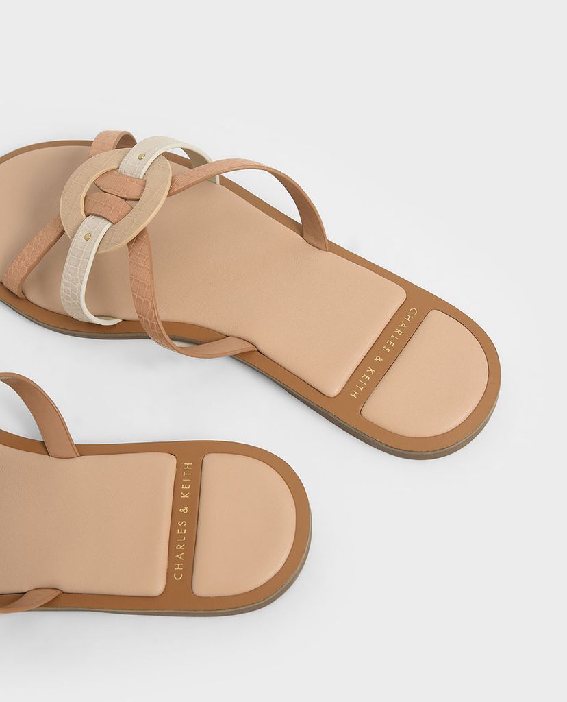 CHARLES & KEITH - Giày sandal nữ quai mảnh Animal Print Strappy