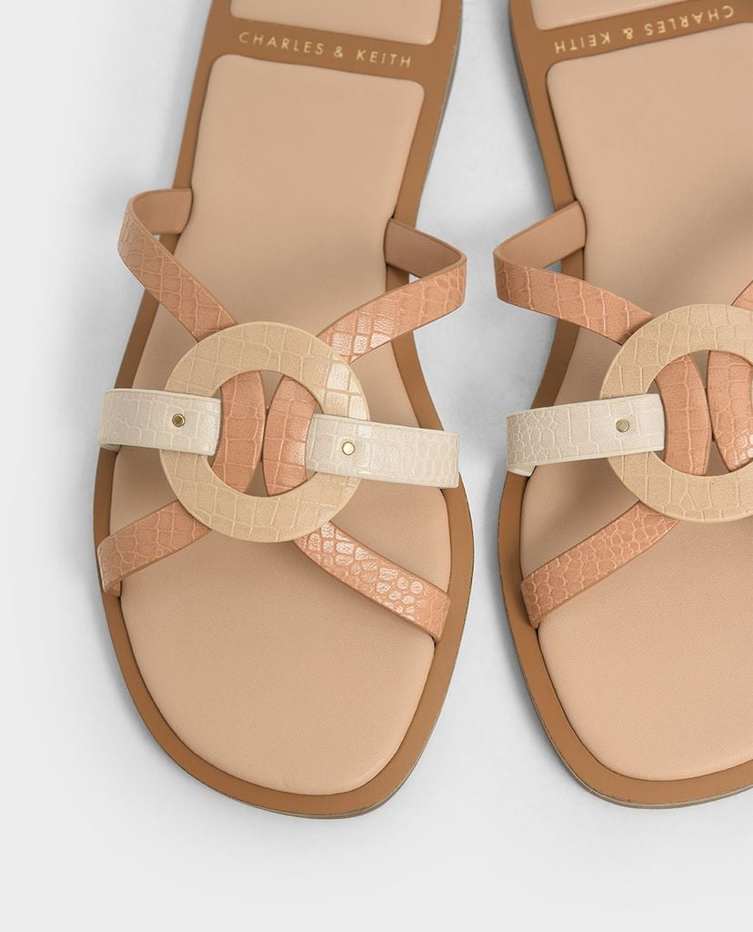 CHARLES & KEITH - Giày sandal nữ quai mảnh Animal Print Strappy