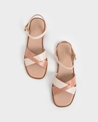 CHARLES & KEITH - Giày sandal nữ quai chéo Mock Croc