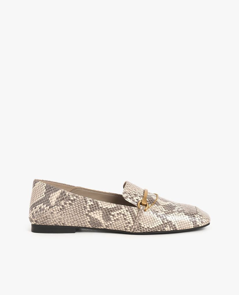 CHARLES & KEITH - Giày lười nữ mũi vuông Metallic Accent