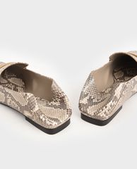 CHARLES & KEITH - Giày lười nữ mũi vuông Metallic Accent