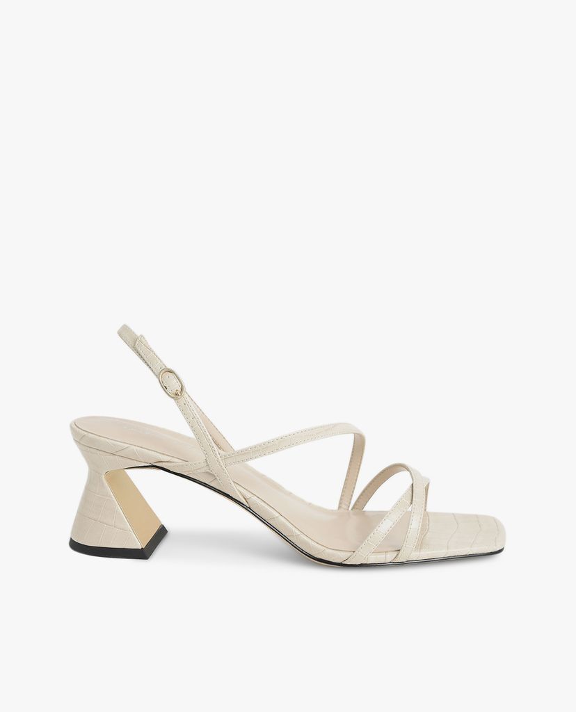 CHARLES & KEITH - Giày cao gót sandals Croc Effect Strappy Heeled