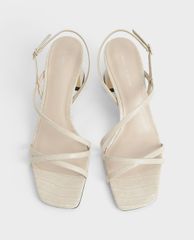 CHARLES & KEITH - Giày cao gót sandals Croc Effect Strappy Heeled