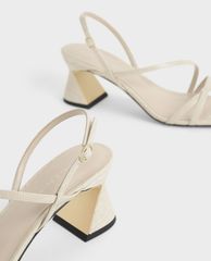 CHARLES & KEITH - Giày cao gót sandals Croc Effect Strappy Heeled