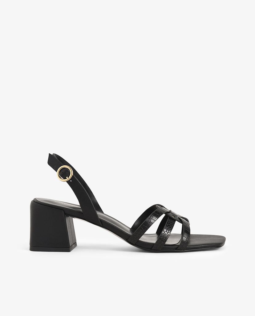 CHARLES & KEITH - Giày cao gót sandal đế vuông Snake Print Block
