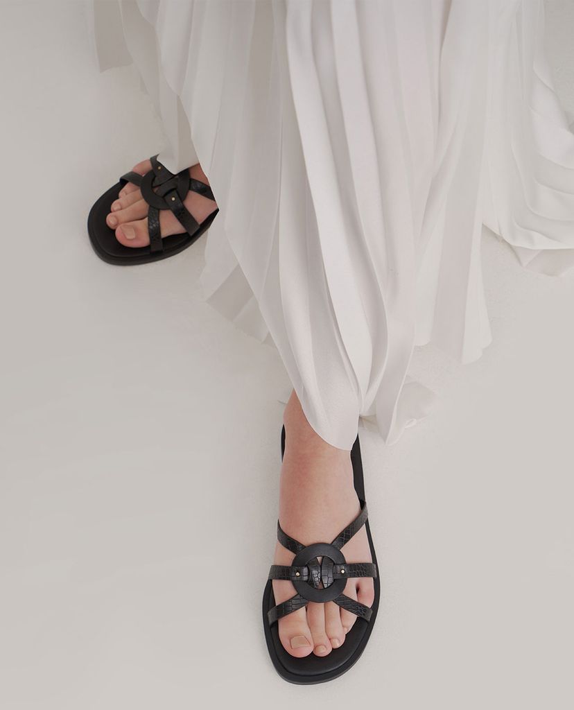 CHARLES & KEITH - Giày sandal nữ quai mảnh Animal Print Strappy