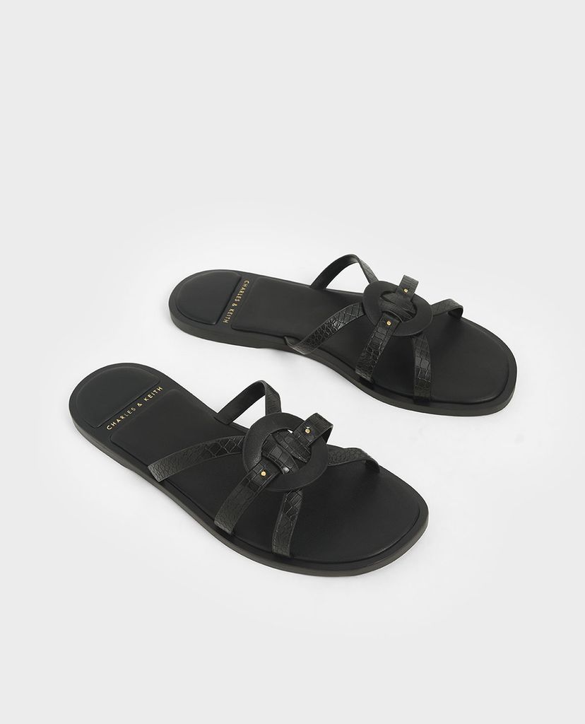 CHARLES & KEITH - Giày sandal nữ quai mảnh Animal Print Strappy