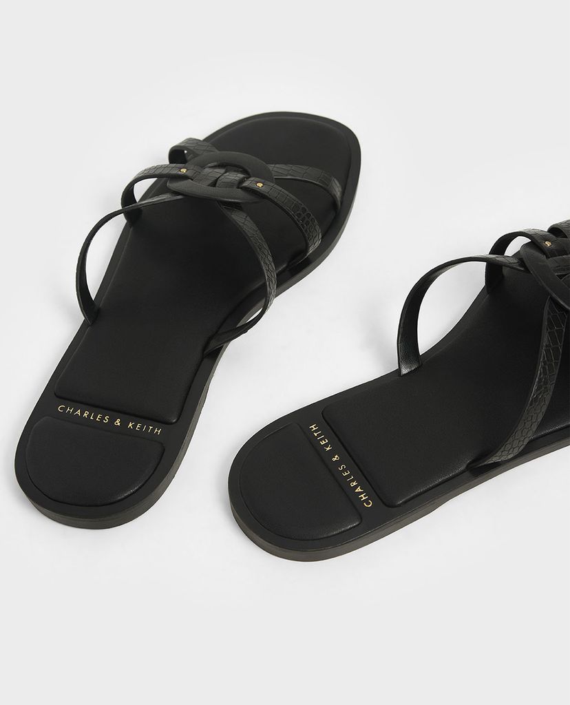 CHARLES & KEITH - Giày sandal nữ quai mảnh Animal Print Strappy