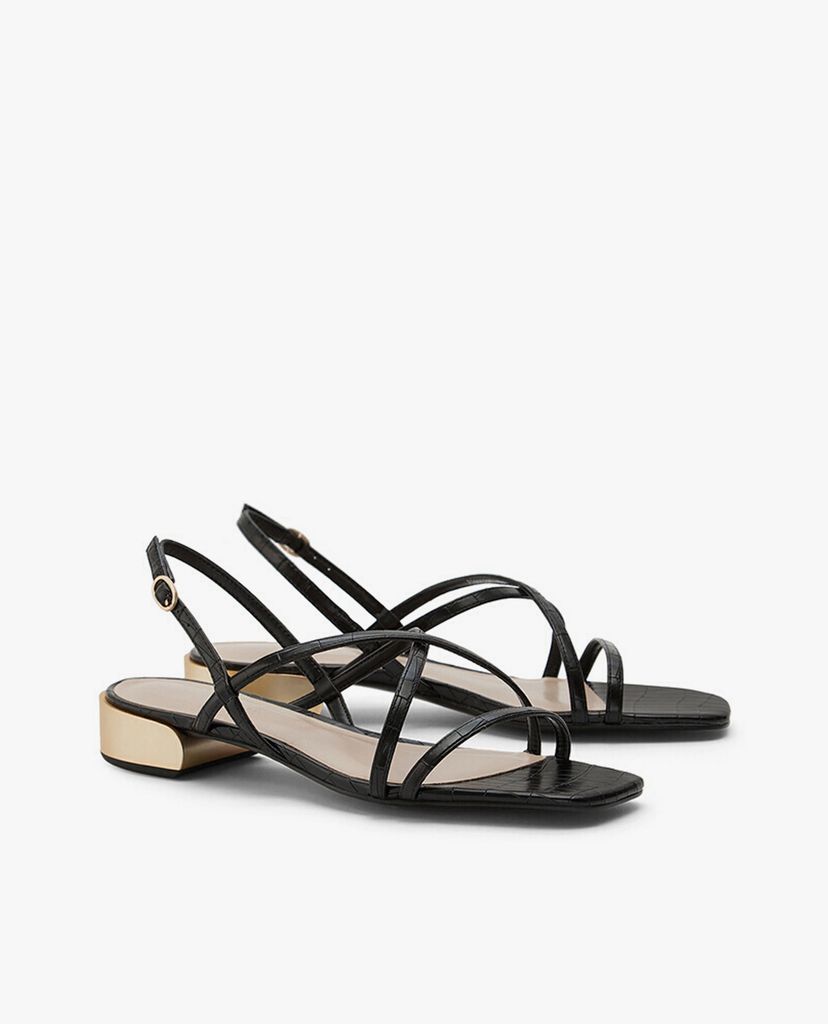 CHARLES & KEITH - Giày sandals cao gót nữ quai chéo thời trang