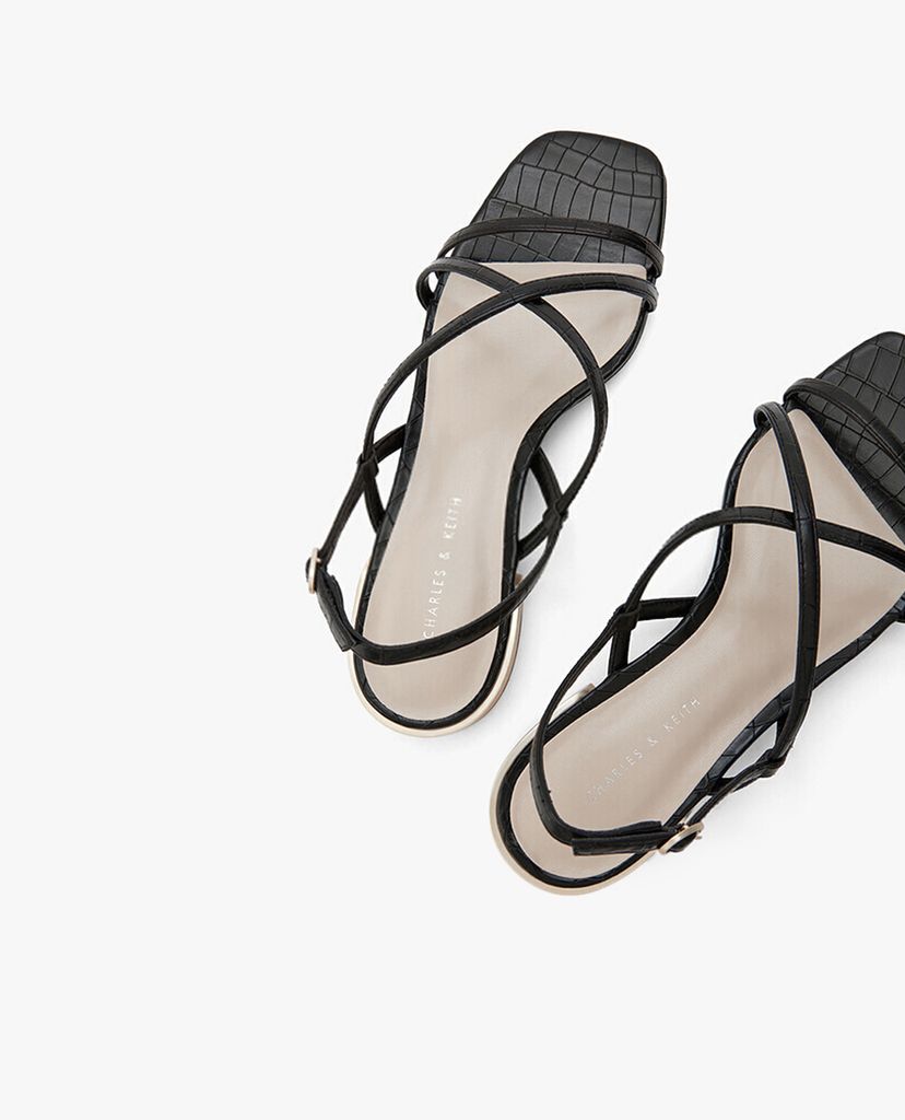 CHARLES & KEITH - Giày sandals cao gót nữ quai chéo thời trang