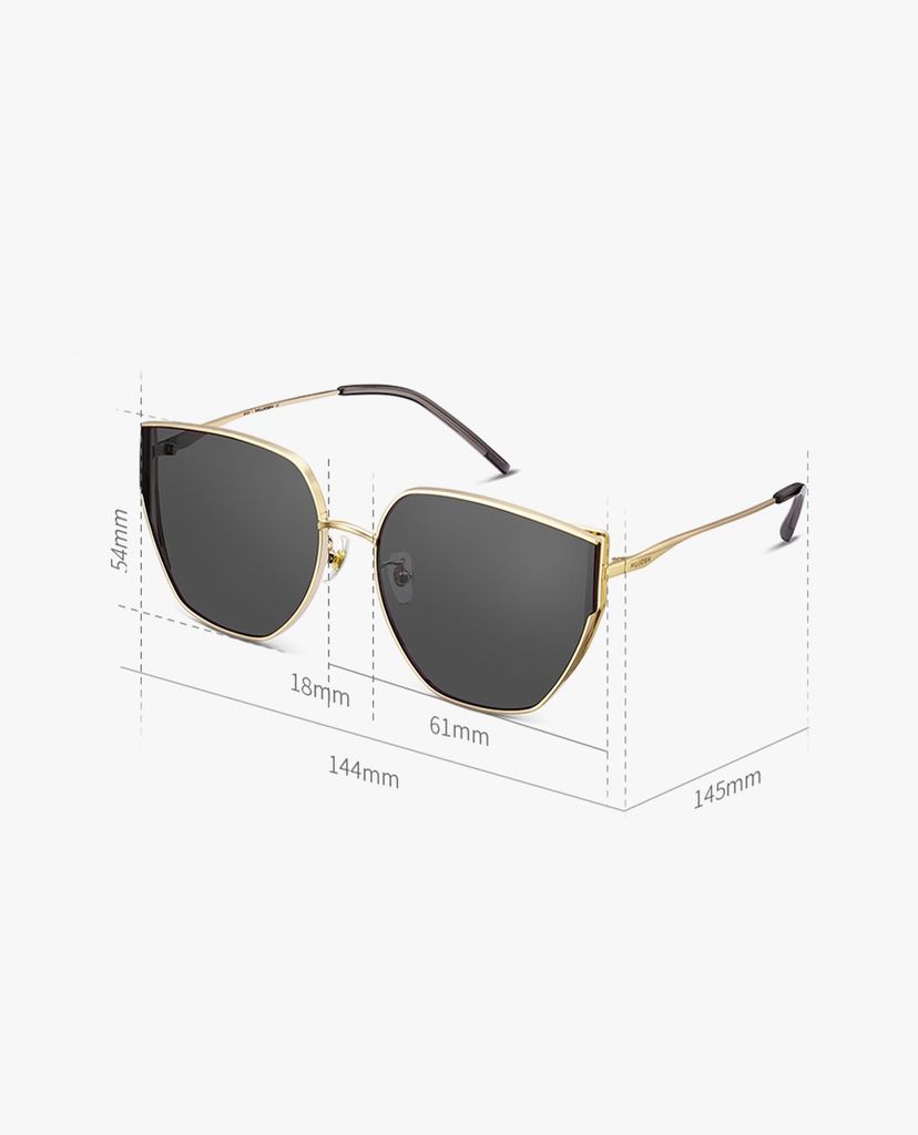 MUJOSH - Kính mát nữ gọng đa giác cá tính Cat Eye