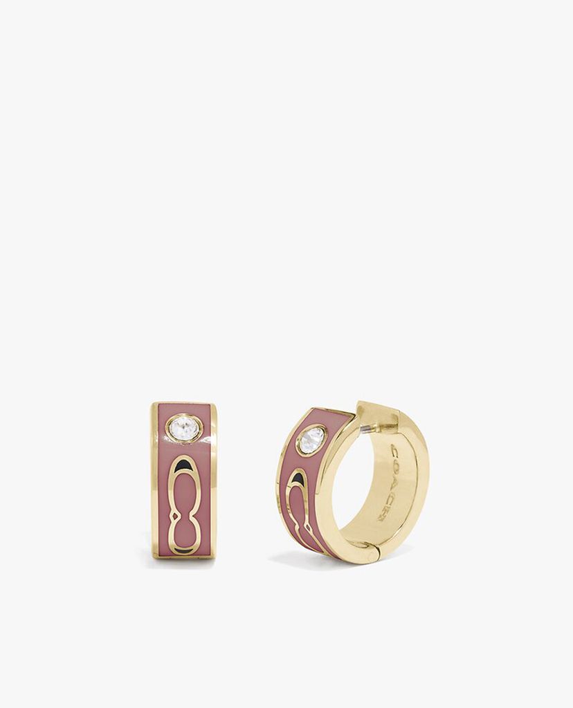 COACH - Khuyên tai tròn nữ Kissing Signature Huggie