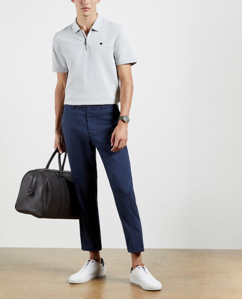 TED BAKER - Áo polo nam tay ngắn phối khóa zip Dodgem