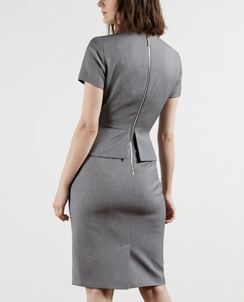 TED BAKER - Đầm midi cổ tròn tay ngắn Tailored Asymmetric