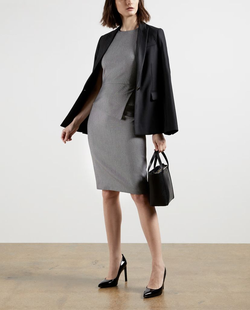 TED BAKER - Đầm midi cổ tròn tay ngắn Tailored Asymmetric