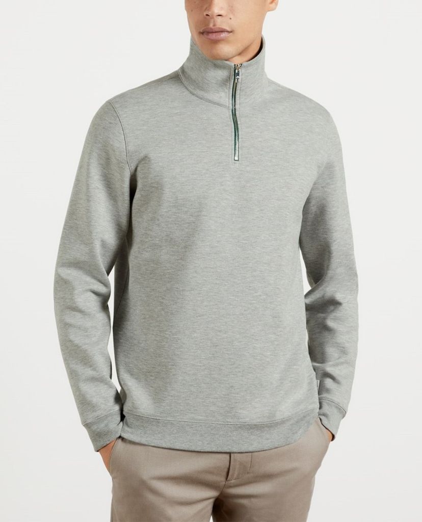 TED BAKER - Áo len nam tay dài cổ trụ phối khóa zip Ayfive
