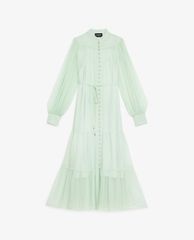 THE KOOPLES - Đầm midi cổ trụ tay dài phối nút cài thời trang