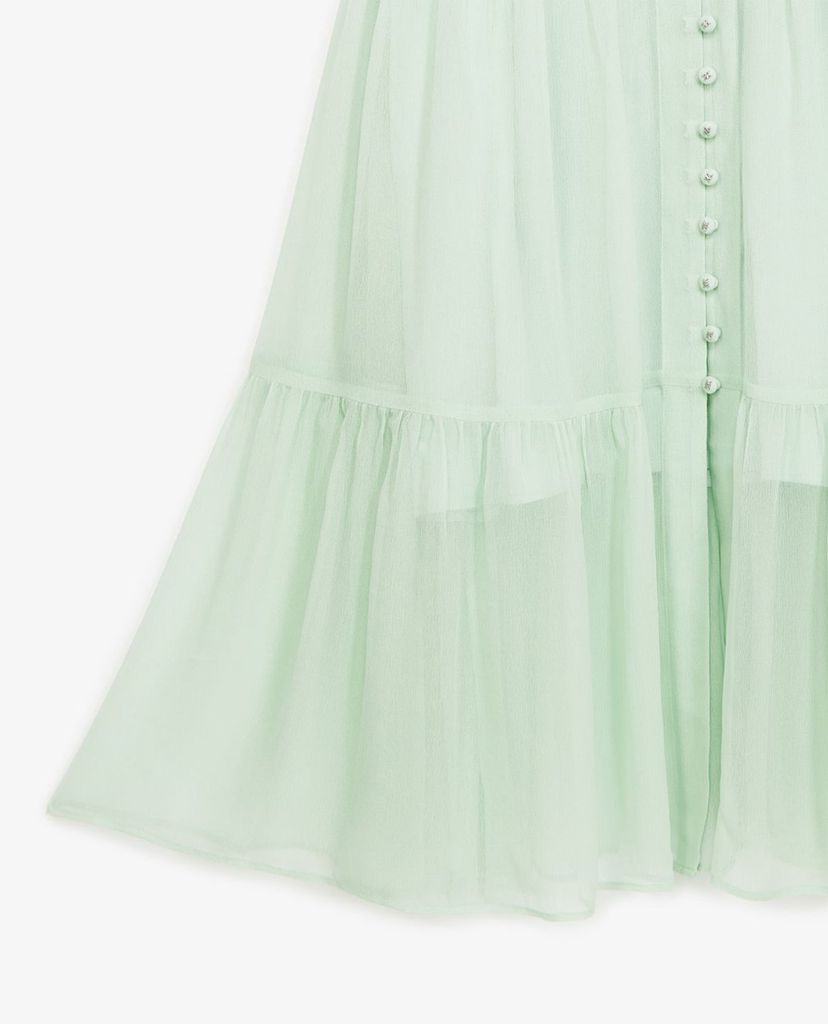 THE KOOPLES - Đầm midi cổ trụ tay dài phối nút cài thời trang