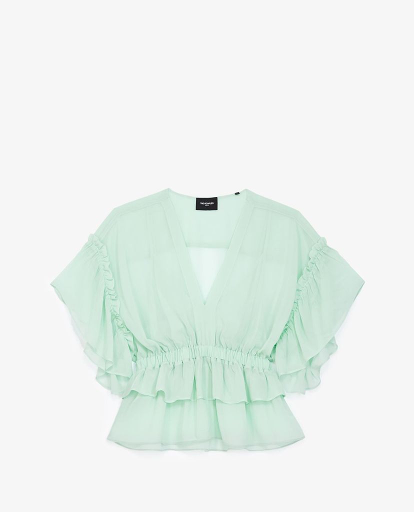 THE KOOPLES - Áo kiểu nữ cổ V phối bèo nữ tính