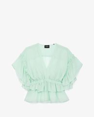 THE KOOPLES - Áo kiểu nữ cổ V phối bèo nữ tính