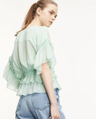 THE KOOPLES - Áo kiểu nữ cổ V phối bèo nữ tính