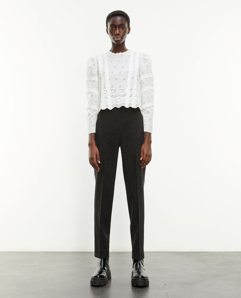 THE KOOPLES - Quần tây nữ lưng cao Creases