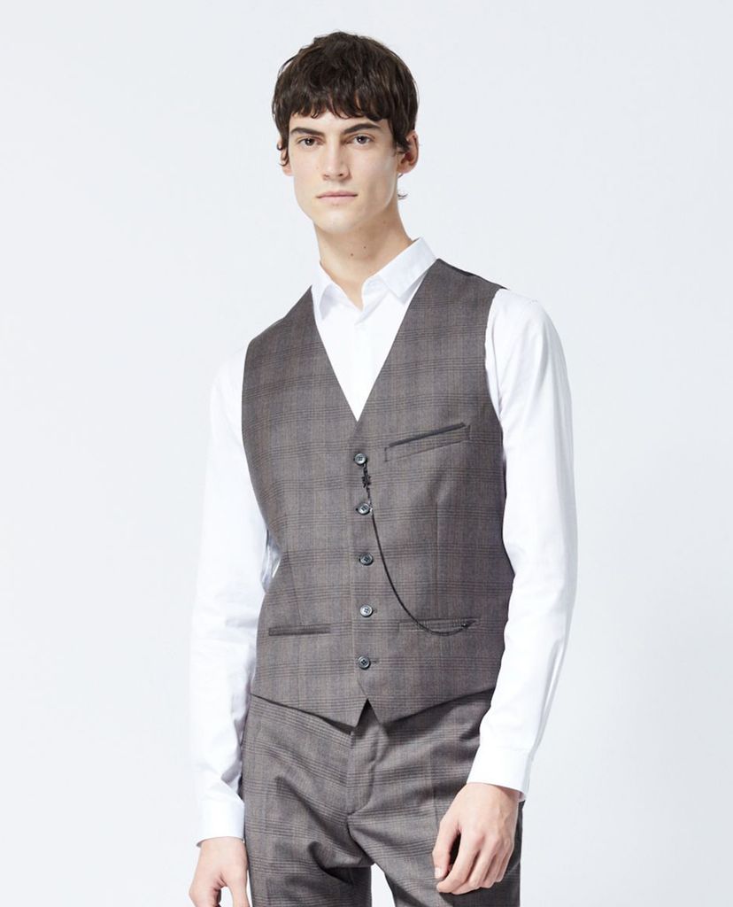 THE KOOPLES - Áo ghile nam Brown Wool Check
