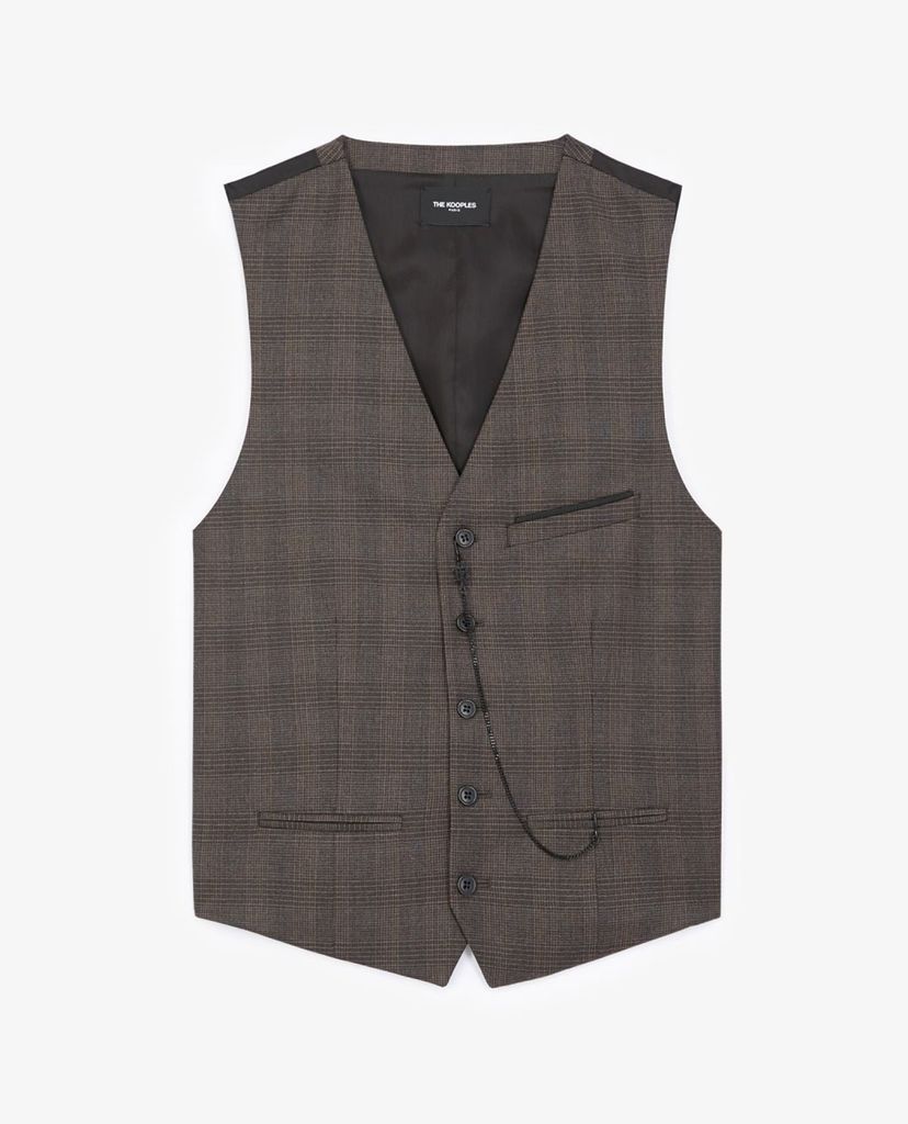 THE KOOPLES - Áo ghile nam Brown Wool Check