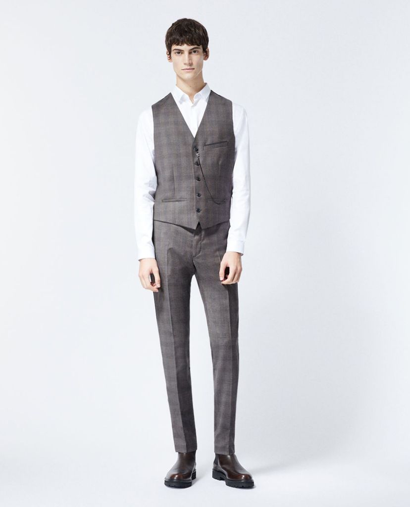 THE KOOPLES - Áo ghile nam Brown Wool Check