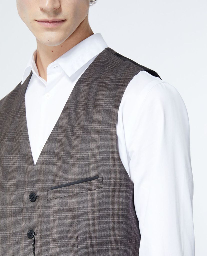 THE KOOPLES - Áo ghile nam Brown Wool Check