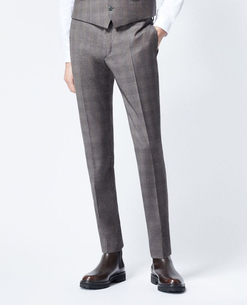 THE KOOPLES - Quần tây nam ống đứng Grey Wool Check Suit