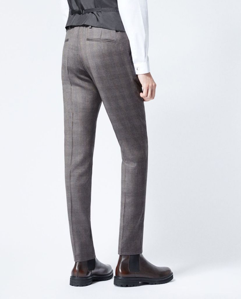 THE KOOPLES - Quần tây nam ống đứng Grey Wool Check Suit