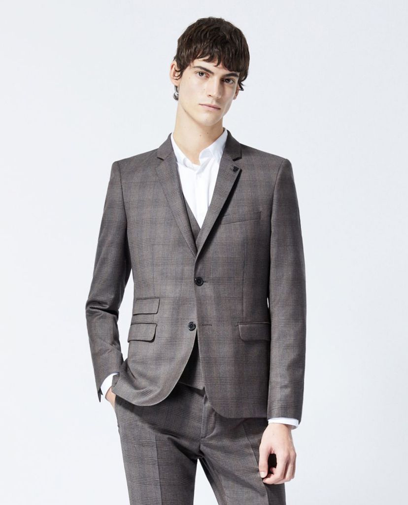 THE KOOPLES - Áo blazer nam Grey Check Wool