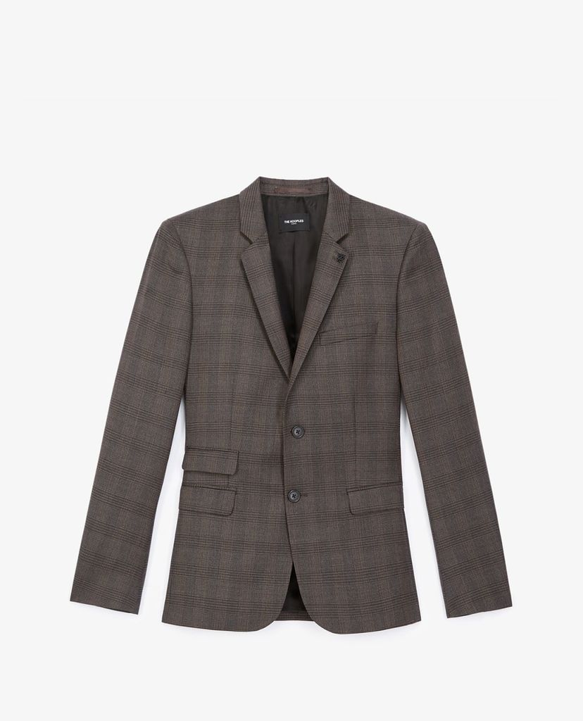 THE KOOPLES - Áo blazer nam Grey Check Wool