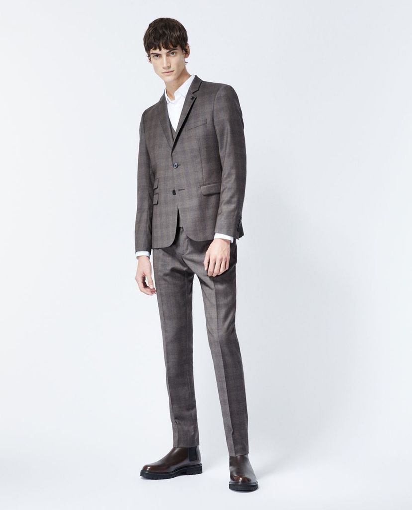 THE KOOPLES - Áo blazer nam Grey Check Wool