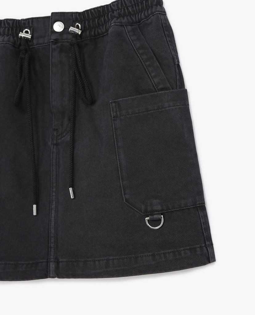 THE KOOPLES - Chân váy mini chữ A denim lưng thun thời trang