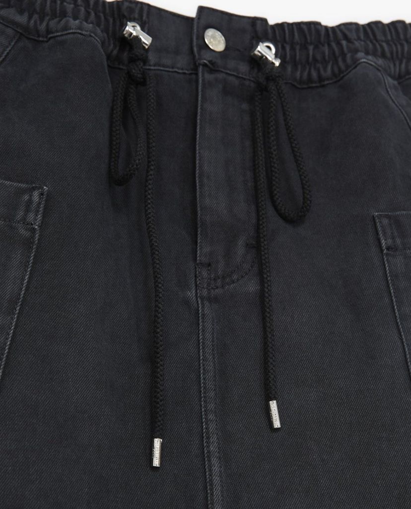 THE KOOPLES - Chân váy mini chữ A denim lưng thun thời trang