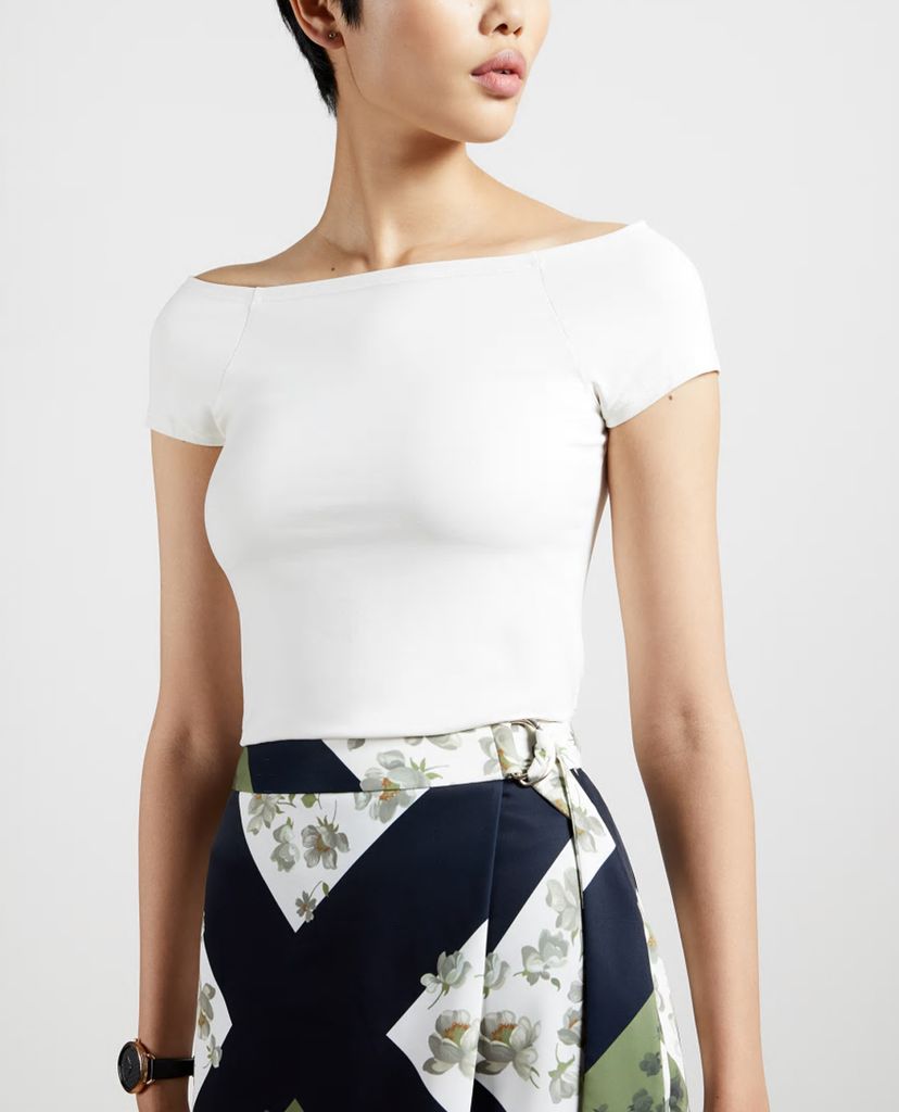 TED BAKER - Áo kiểu nữ bẹt vai phom ôm Indyaa