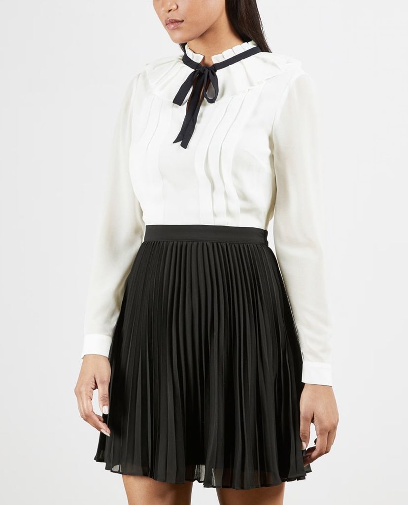 TED BAKER - Đầm mini tay dài xếp li Zazu