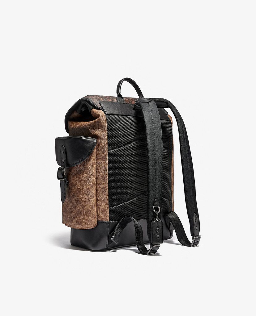 COACH - Balo nam da nắp gập Hitch With Horse & Carriage Print